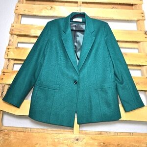 Vintage Wool Emerald Green Women's Blazer Size:14